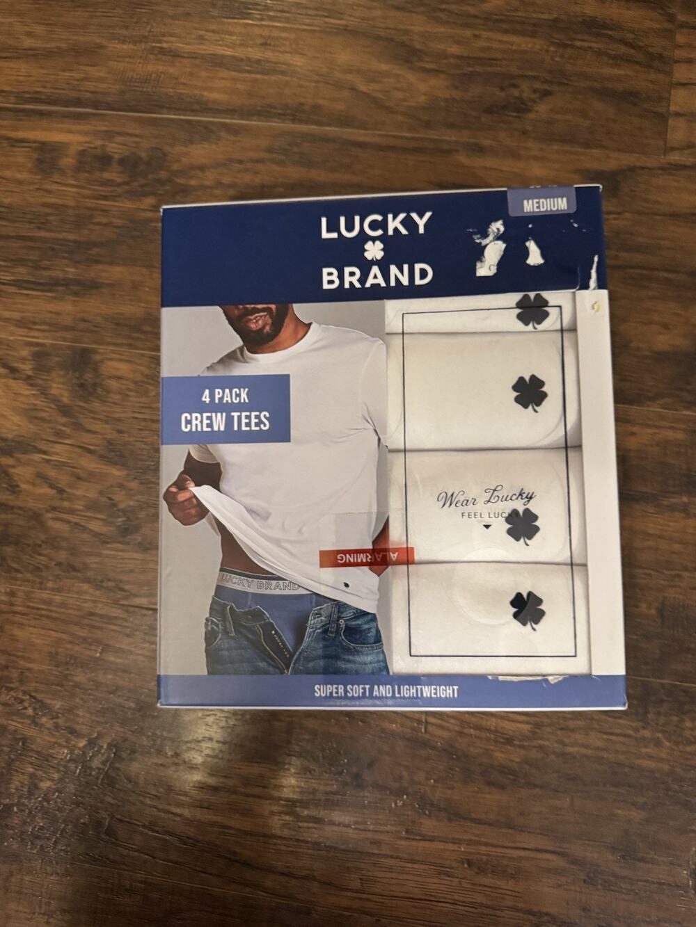 NIB 4 PACK LUCKY Brand Men’s Size M Crew Neck T-SHIRT Undershirt
